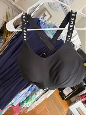 Under Armour Black Crossback Padded Sports Bra with Branded Straps